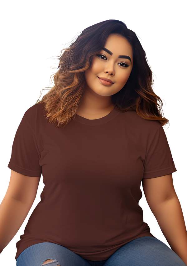 women in a short sleeve crew neck Original Boyfriend T-Shirt in Clay Brown from Perfect TShirt Co
