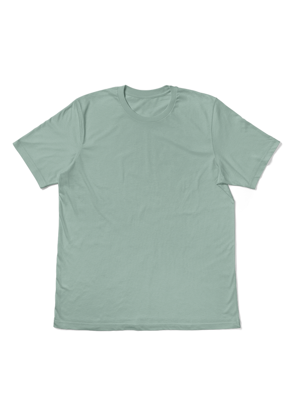 Flat Front Dusty Blue Short Sleeve Crew Neck T-Shirt