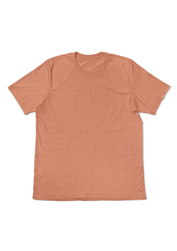 womens flat front short sleeve crew neck sunset orange original boyfriend t-shirt from Perfect TShirt Co.