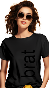 Women's Brat Design T-Shirt - Boyfriend Style in Black