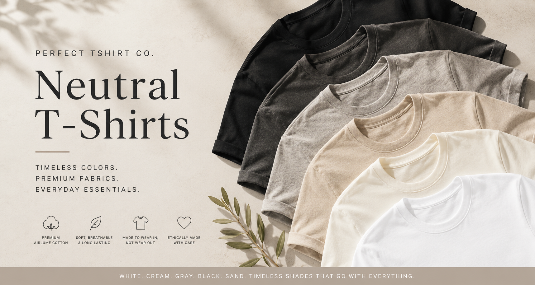 neutral t-shirt colors stacked flat image