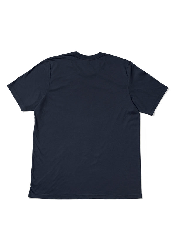 Mens T-Shirt Short Sleeve Crew Neck Vintage Navy Blue Cotton