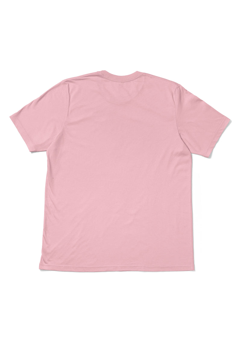 image of men's soft pink t-shirt back view from Perfect TShirt Co