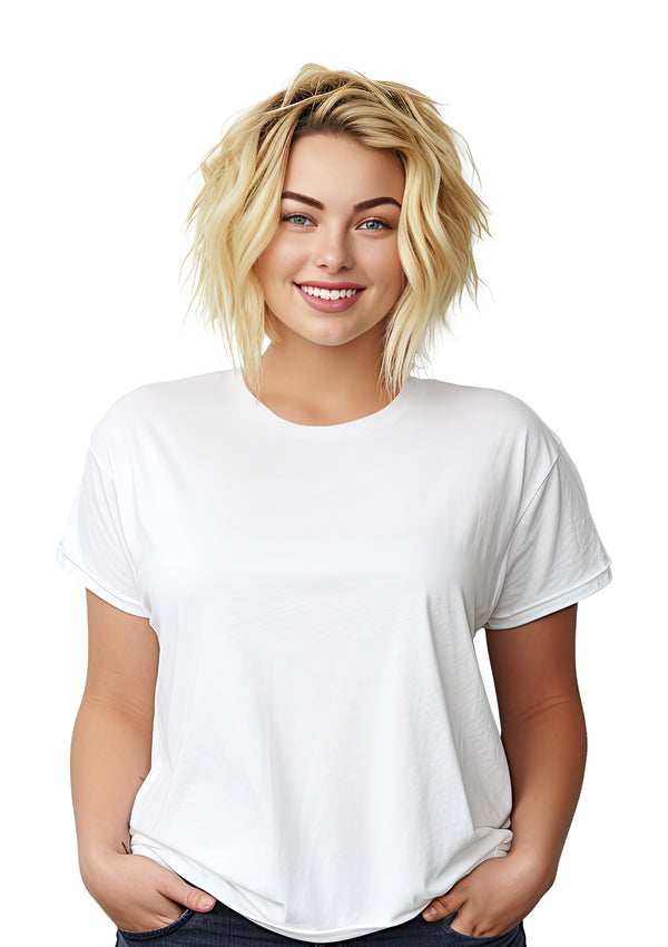 Women's Short Sleeve Crew Neck Classic White Relax Fit T-Shirt