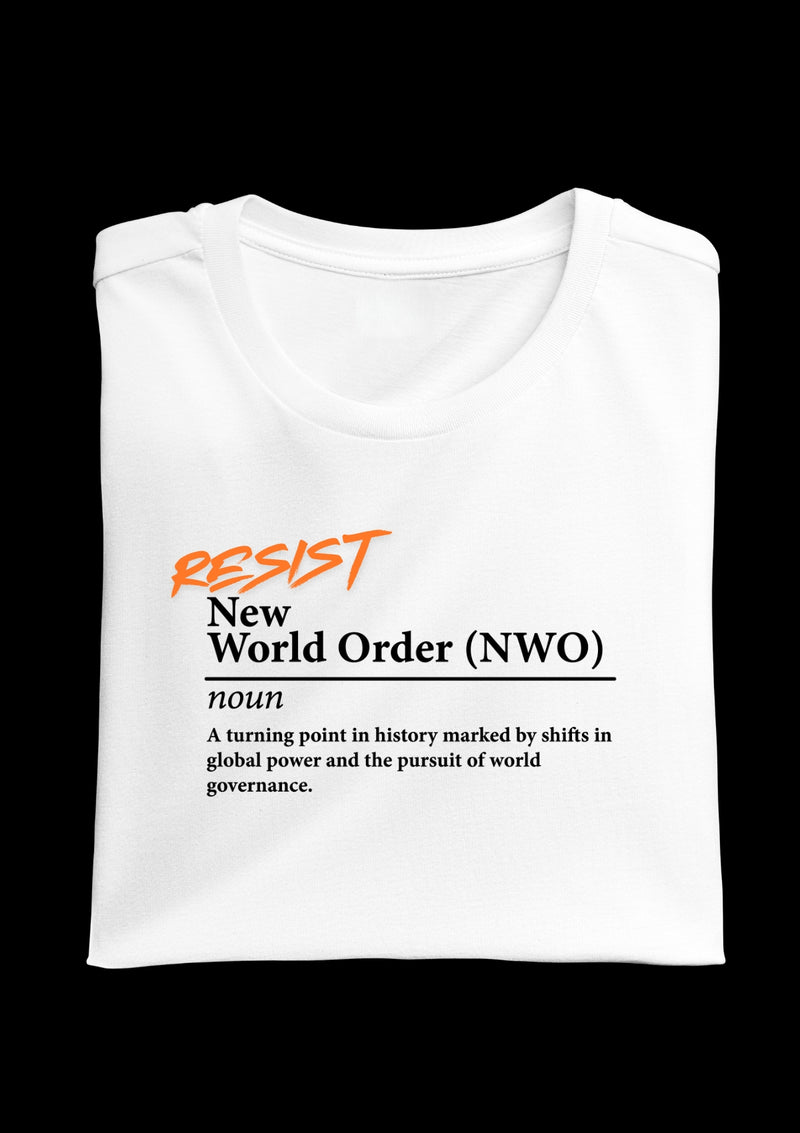 resist new world order folded white t-shirt