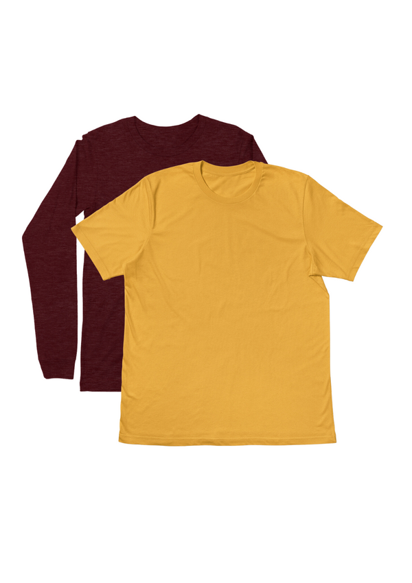 2 Pack TShirt Bundle - Cardinal Red & Yellow Flat Image | Perfect TShirt Co