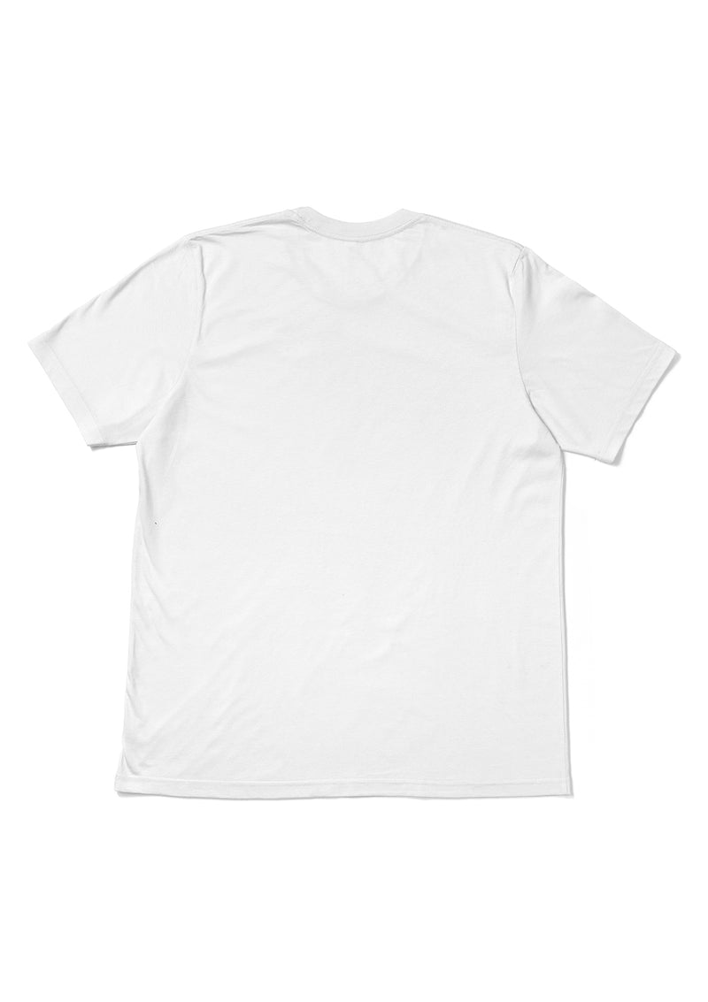 unisex white short sleeve crew neck t-shirt flat back image from the perfect tshirt co