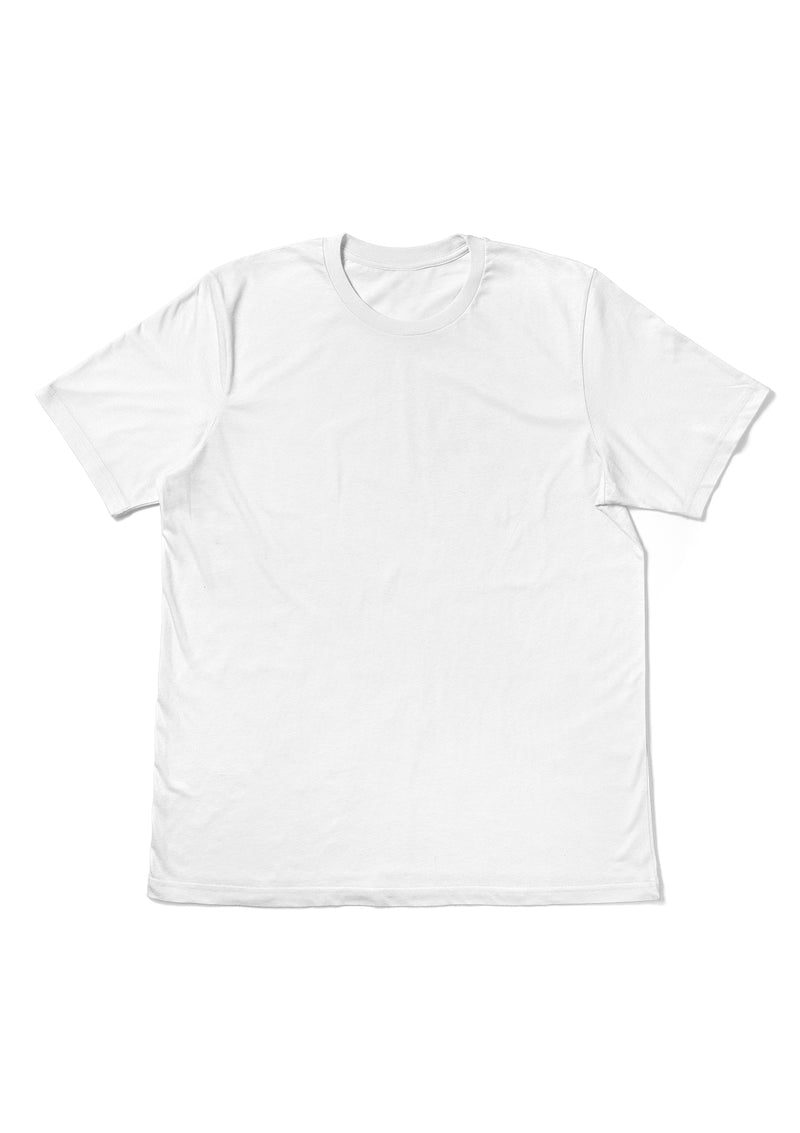 unisex white short sleeve crew neck tshirt flat front from the perfect tshirt co