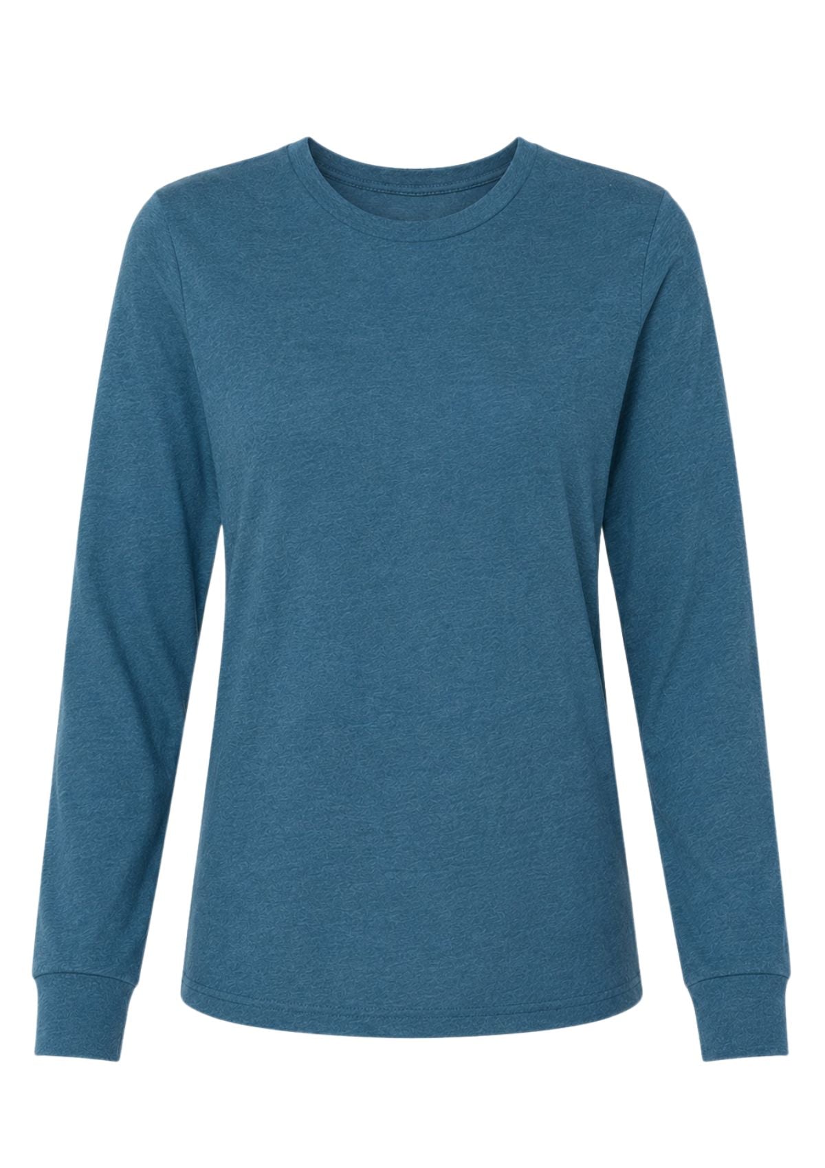 mens deep teal blue t-shirt long sleeve heather front flat image
