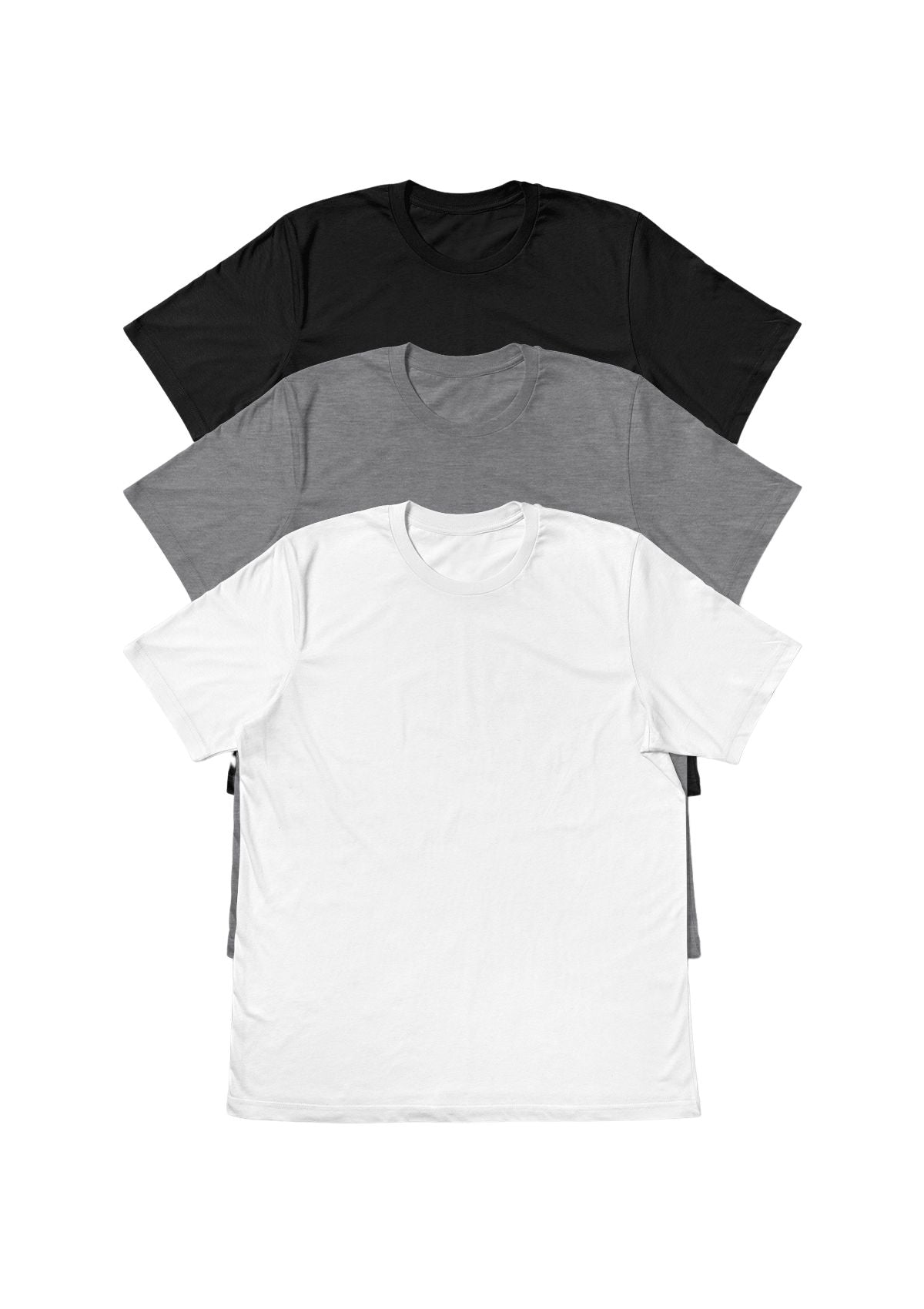 mens 3 pack t-shirt bundle-black-gray-white