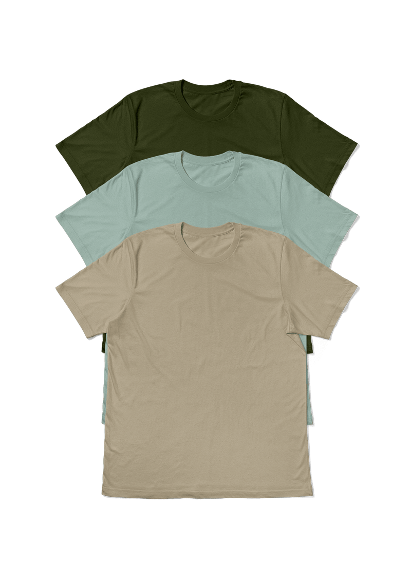 Nature's Harmony: Men's Short Sleeve Crew Neck 3-Pack - Perfect TShirt Co