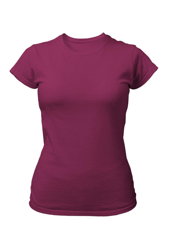Perfect TShirt Co Women's Short Sleeve Crew Neck Berry Red Slim Fit T-Shirt - Perfect TShirt Co