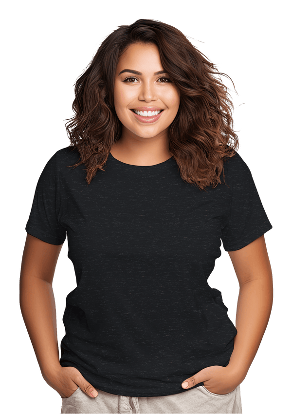 Perfect TShirt Co Women's Short Sleeve Crew Neck Charcoal Black Triblend Relax Fit T-Shirt - Perfect TShirt Co