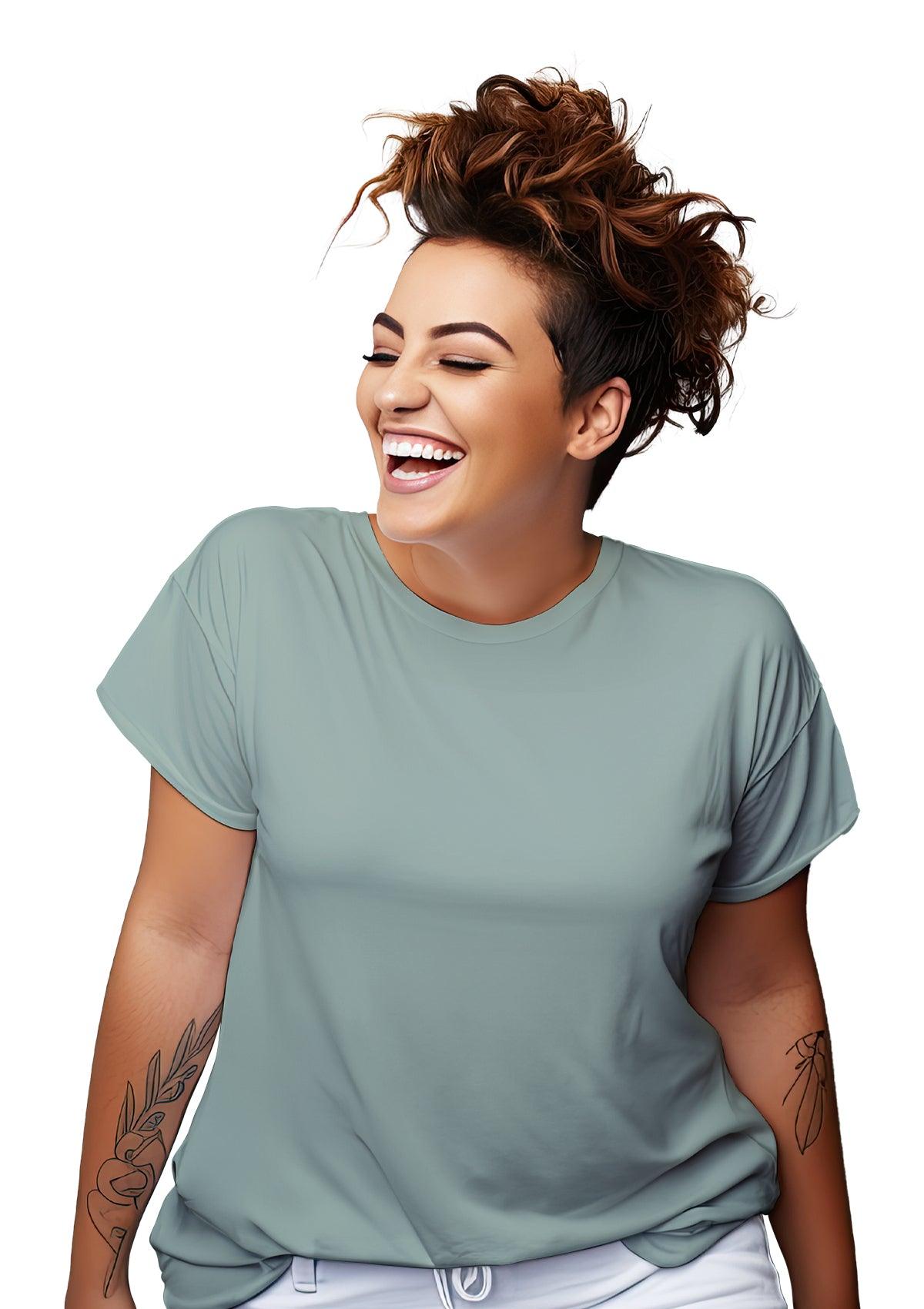 Perfect TShirt Co Women's Short Sleeve Crew Neck Dusty Blue Relax Fit T-Shirt - Perfect TShirt Co