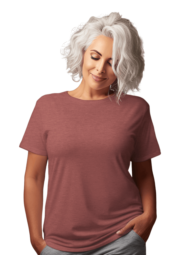Perfect TShirt Co Women's Short Sleeve Crew Neck Heather Relax Fit in Mauve - Perfect TShirt Co