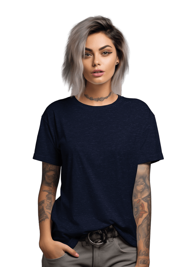 Perfect TShirt Co Women's Short Sleeve Crew Neck Heather Relax Fit in Navy - Perfect TShirt Co