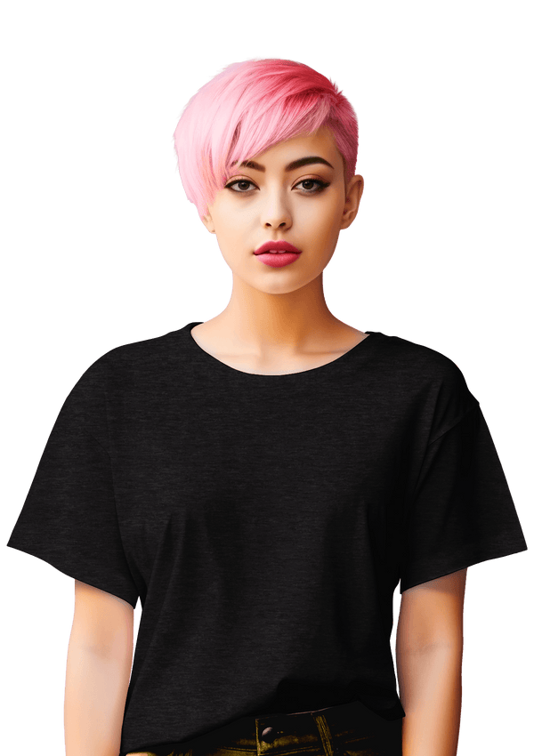 Perfect TShirt Co Women's Short Sleeve Crew Neck Heather Relax Fit T-Shirt - Black - Perfect TShirt Co