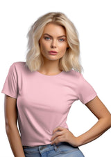 Perfect TShirt Co Women's Short Sleeve Crew Neck Pink Slim Fit T-Shirt - Perfect TShirt Co