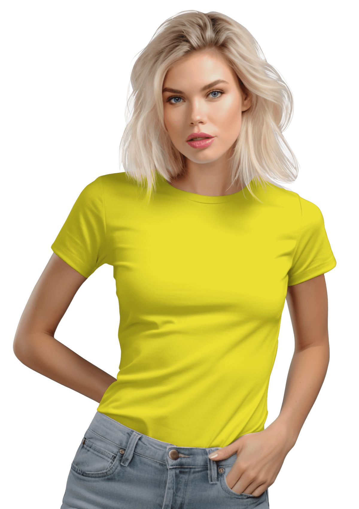 Perfect TShirt Co Women's Short Sleeve Crew Neck Sunshine Yellow Slim Fit T-Shirt - Perfect TShirt Co