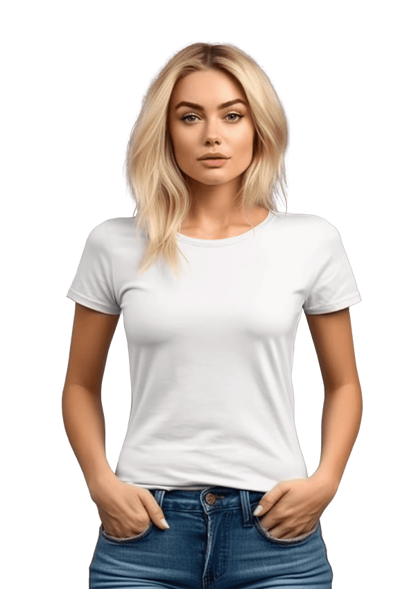 Perfect TShirt Co Women's Short Sleeve Crew Neck Vintage White Slim Fit T-Shirt - Perfect TShirt Co