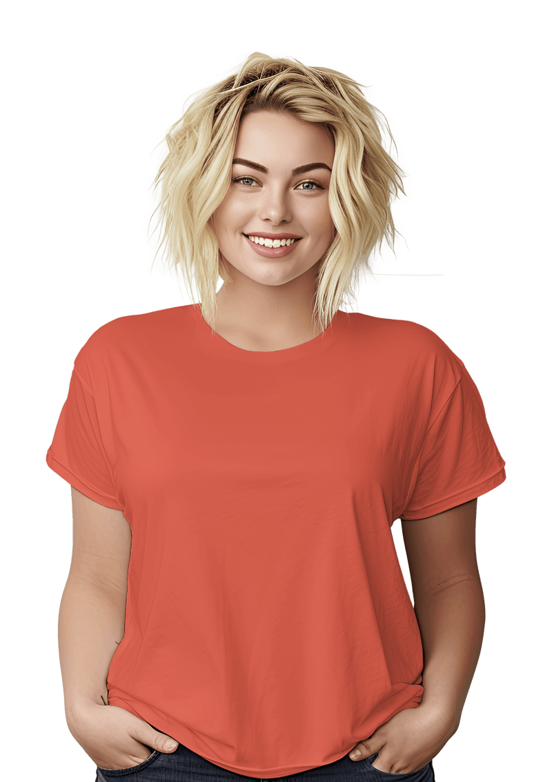 Perfect TShirt Co Womens Original Boyfriend T-Shirt - Lucky Coral Orange - Perfect TShirt Co