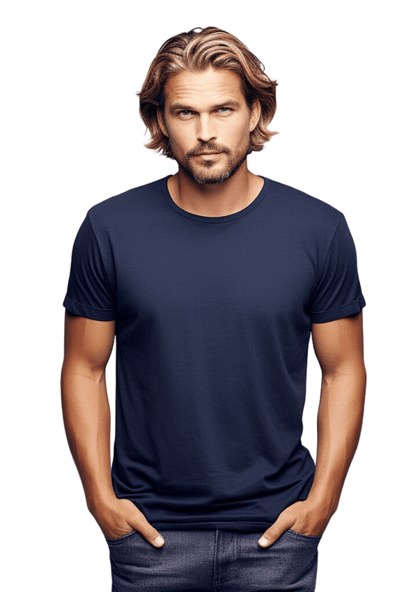 Recycled Organic Navy Blue Heather T-Shirt: Eco-Conscious Sustainable Style - Perfect TShirt Co