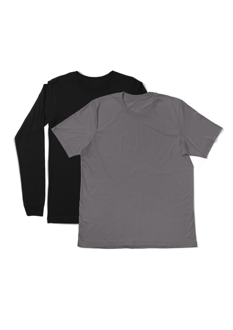 2 pack t-shirt bundle - black long sleeve and storm grey short sleeve 