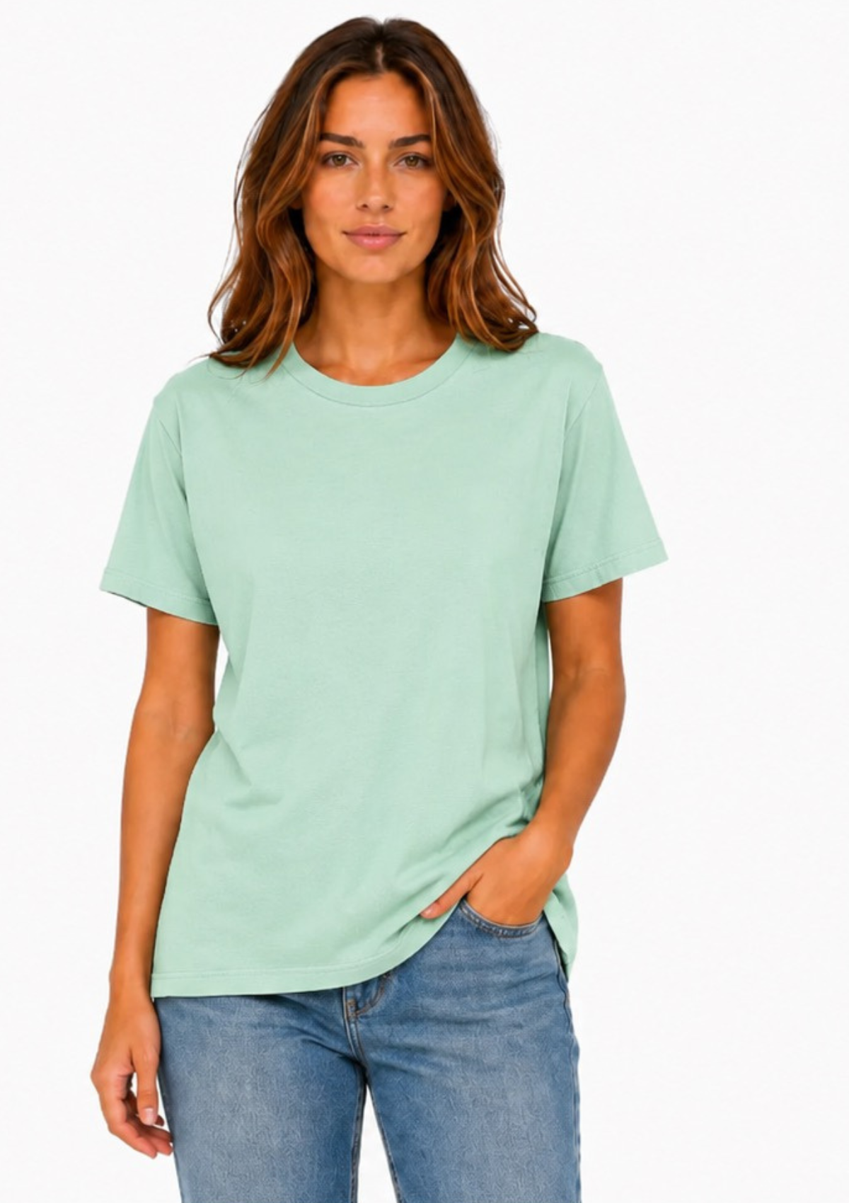 womens mint green boyfriend cut t-shirt front image 