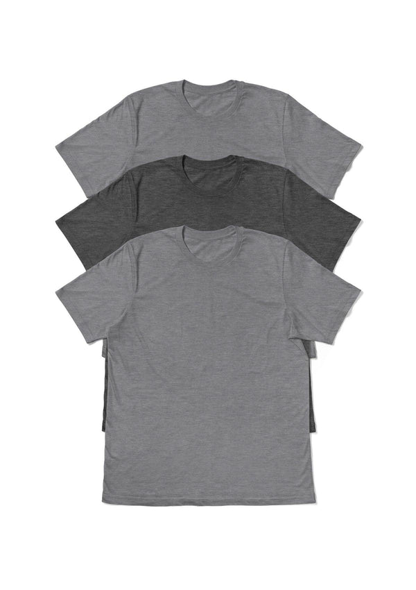 Womens Boyfriend T-Shirts 3 Pack Bundle Athletic Gray Tri-Blend - Perfect TShirt Co