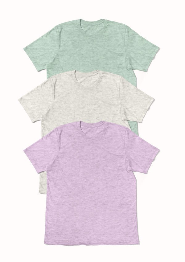unisex spring prism heather t-shirt 3 pack collection
