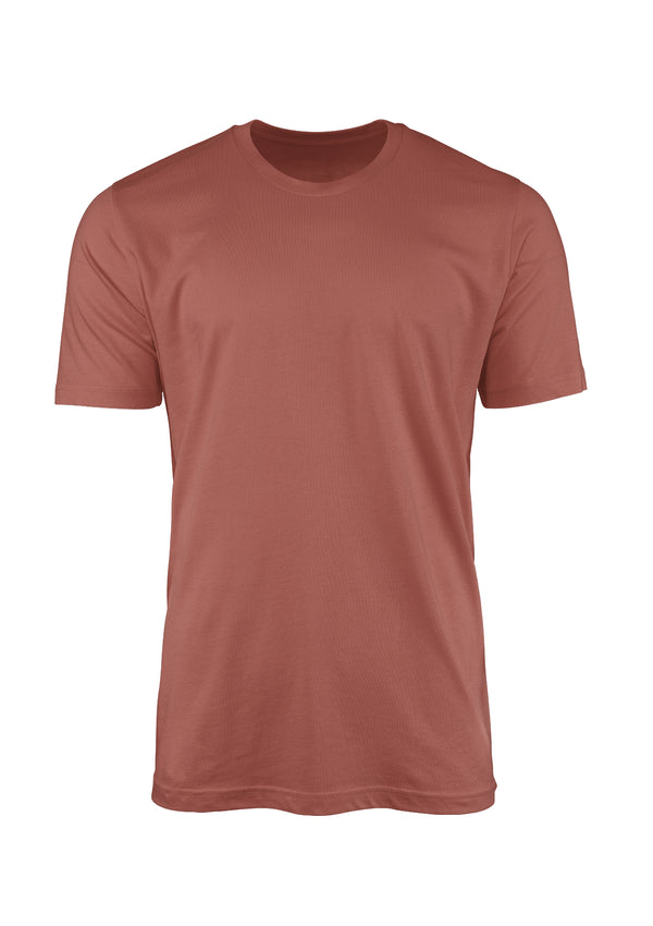 3D front view of short sleeve crew neck perfect tshirt co in clay brown