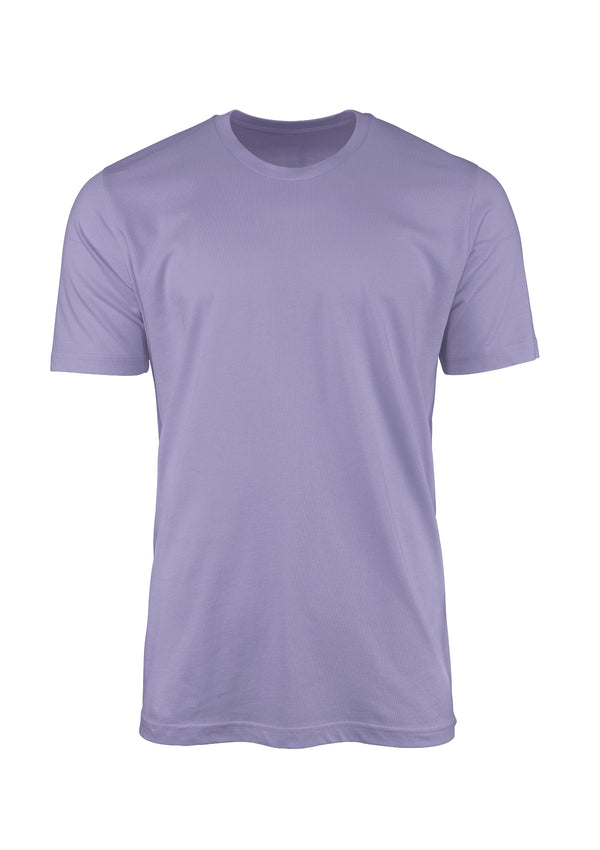 3D front view of dark lavender purple short sleeve crew neck men's t-shirt from Perfect TShirt Co.