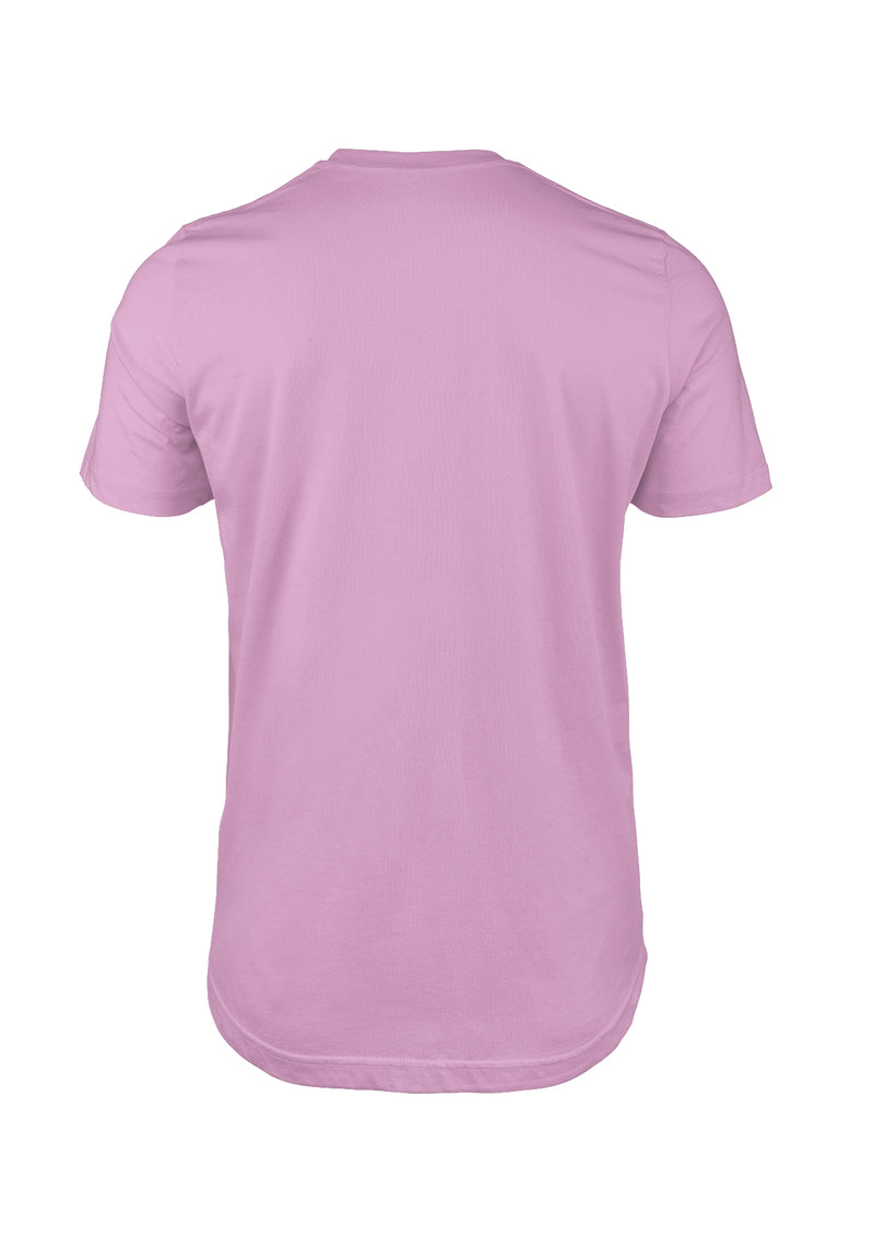 3D back view of short sleeve crew neck lilac purple cotton t-shirt from Perfect TShirt Co 