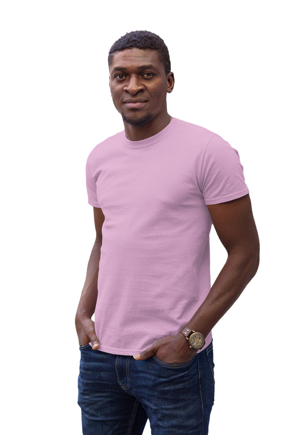 man in short sleeve crew neck lilac-purple cotton t-shirt from Perfect TShirt Co 