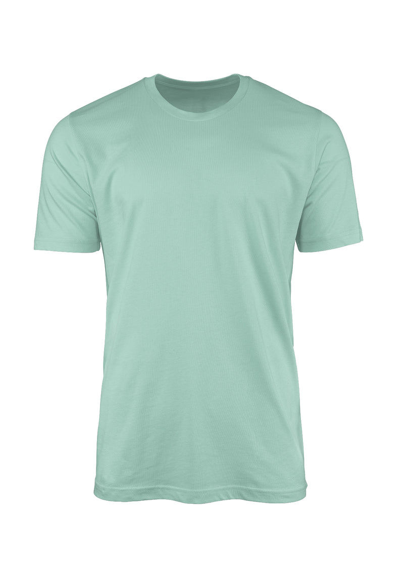 3D front view of short sleeve crew neck mint green cotton t-shirt from Perfect TShirt Co 