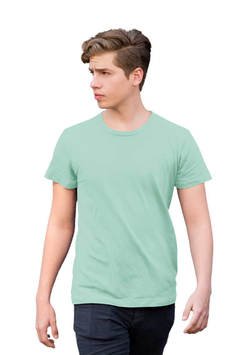 Mens T-Shirt Short Sleeve Crew Neck Mint Green Cotton