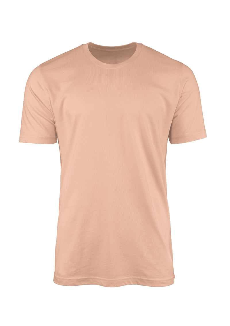 3D front view of mens short sleeve crew neck t-shirt in peachy orange cotton from Perfect TShirt Co.