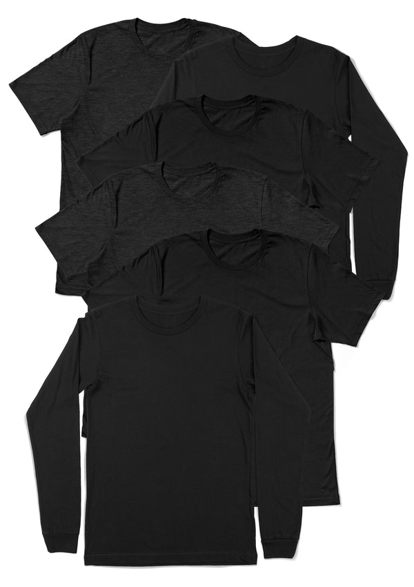 Mens Black T-Shirt Bundle with Long & Short Sleeve Tees | Perfect TShirt Co