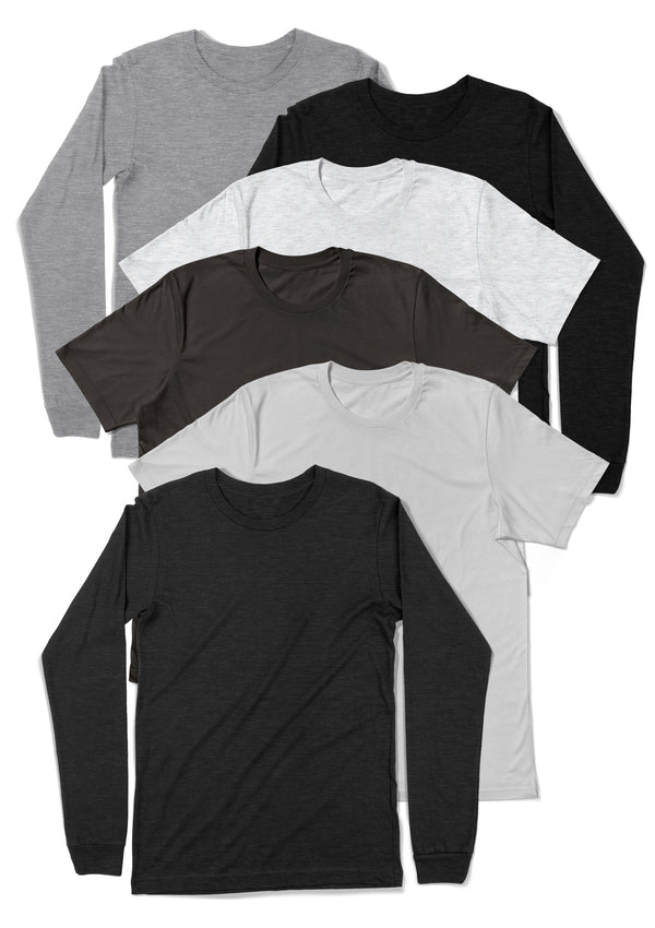 Mens Gray T-Shirt Bundle Short & Long Sleeve Flat Image | Perfect TShirt Co