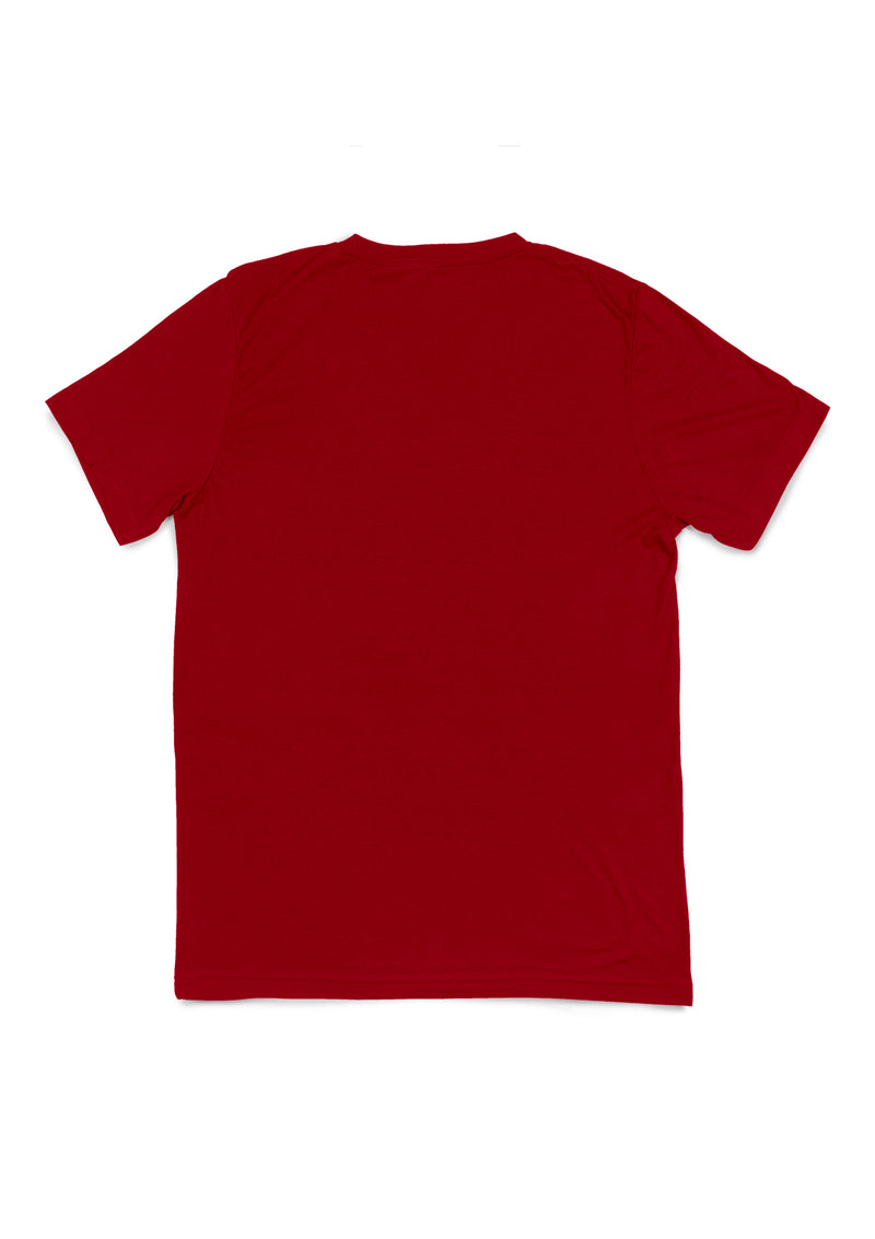 Mens T-Shirts Short Sleeve V-Neck - Real Red