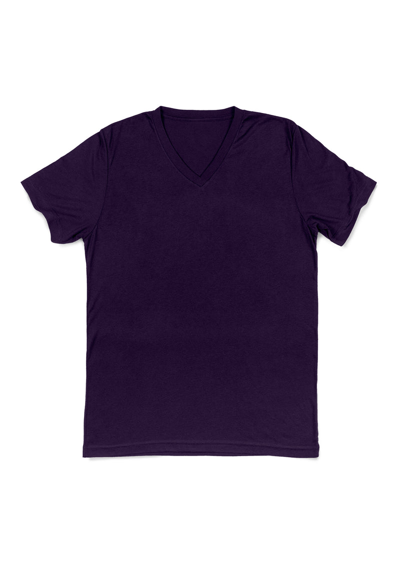 Mens T-Shirts Short Sleeve V-Neck Team Purple