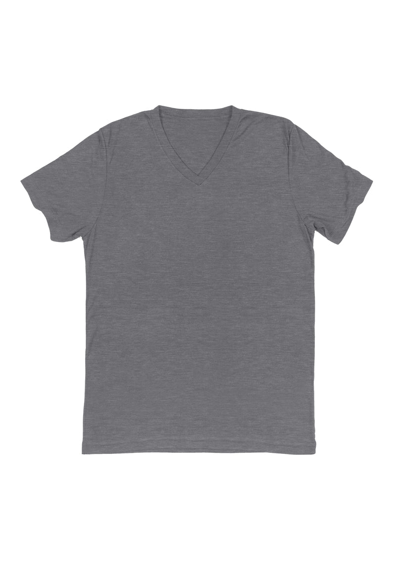 Mens T-Shirt Short Sleeve V-Neck Athletic Gray Triblend