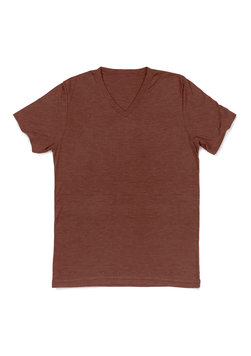 Mens T-Shirt Short Sleeve V-Neck Amazon Clay Triblend