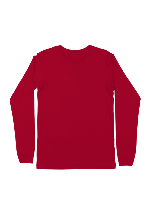 Mens T-Shirts Long Sleeve USA Red Airlume Cotton