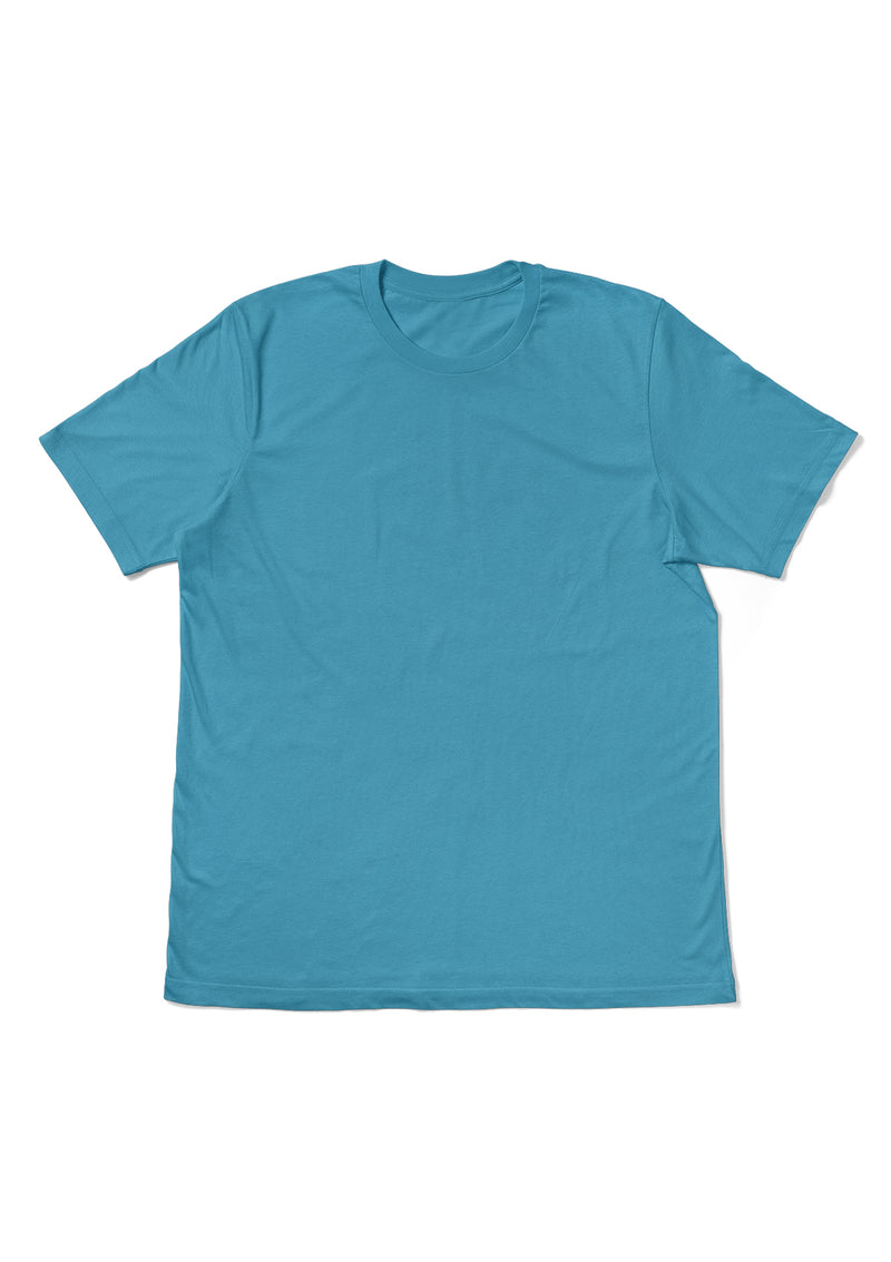 Mens T-Shirt Short Sleeve Crew Neck T-Shirt - Aqua Blue
