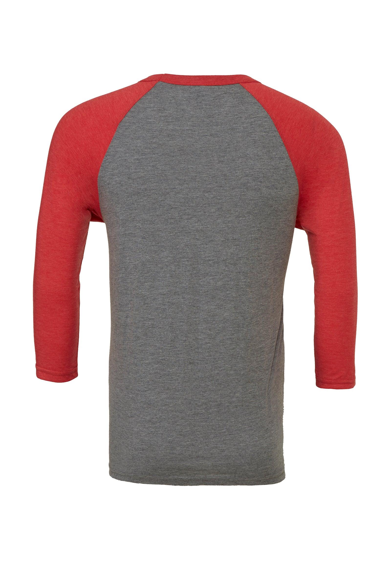 Classic Mens Baseball T-Shirt Raglan Sleeve Red/Gray - Main Image