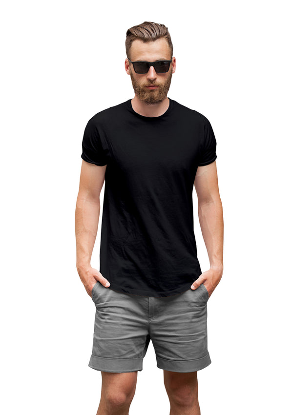Perfect TShirt Co Model in Black Short Sleeve Crew Neck T-Shirt