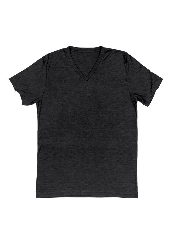 Mens T-Shirt Short Sleeve V-Neck Dark Gray Heather