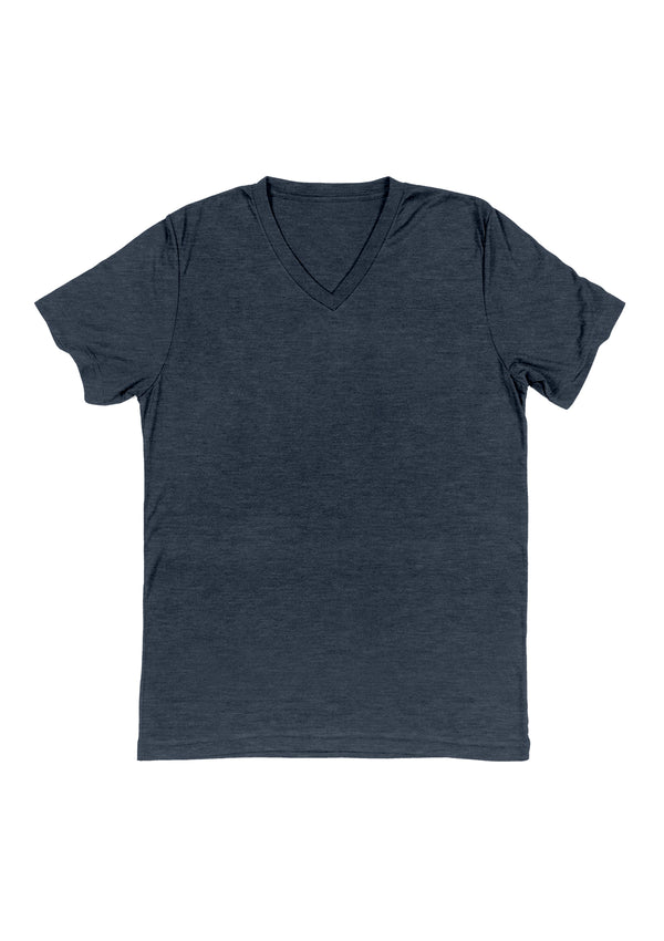 Mens T-Shirt Short Sleeve V-Neck Slate Blue Heather