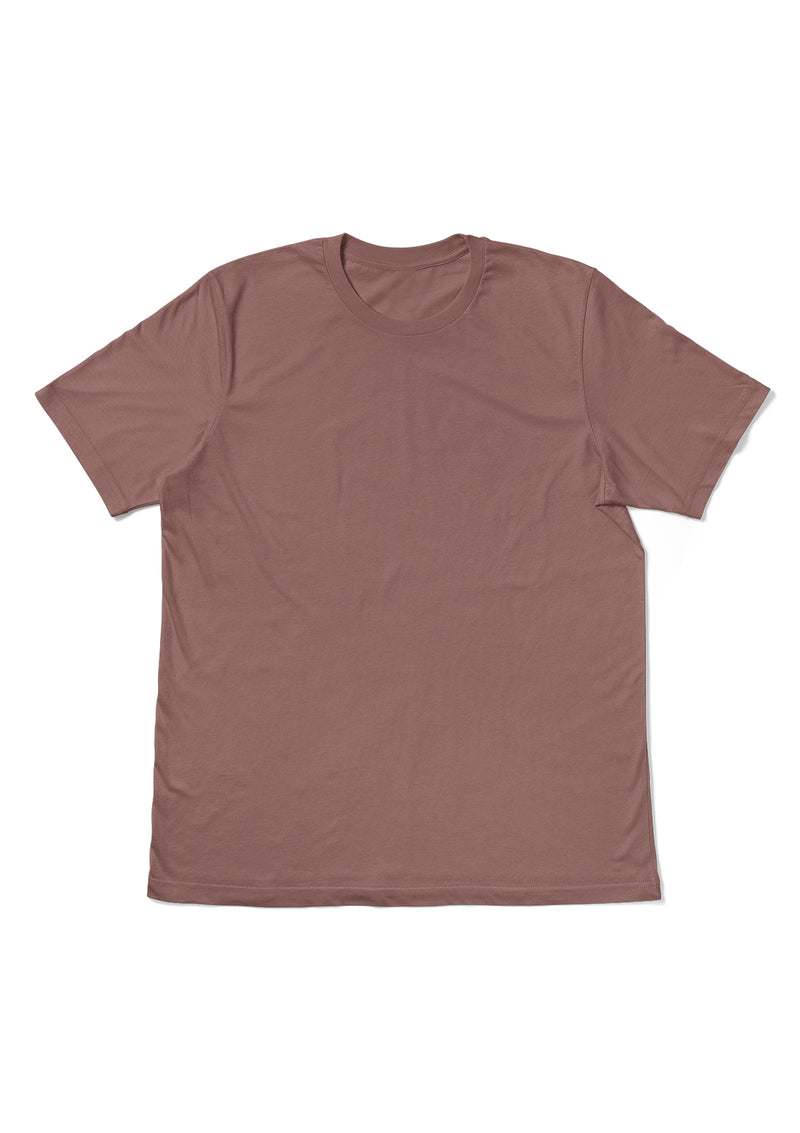 Mens T-Shirt Short Sleeve Crew Neck Taupe Brown